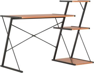 Schreibtisch mit Regal, Schwarz/ Braun, 116 × 50 × 93 cm