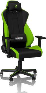 NITRO CONCEPTS S300 Gamingstuhl - Ergonomischer Bürostuhl Schreibtischstuhl Chefsessel Bürostuhl Pc Stuhl Gaming Sessel Stoffbezug Belastbarkeit 135 Kilogramm - Atomic Green (Grün)
