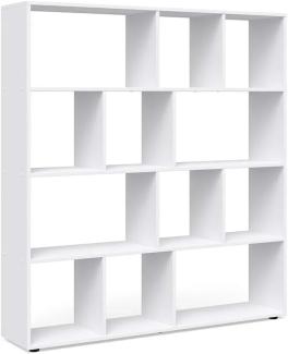 Vicco Raumteiler Pilar Bücherregal Standregal Büroregal 12 Fächer Weiß