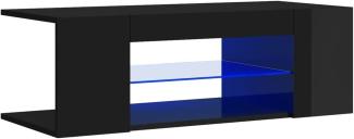 vidaXL TV Schrank mit LED-Leuchten Lowboard Fernsehschrank Fernsehtisch Sideboard HiFi-Schrank TV Möbel Tisch Board Hochglanz-Schwarz 90x39x30cm