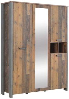 Forte 'CLIF' Kleiderschrank old wood vintage Beton dunkelgrau 156 cm