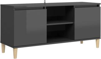 vidaXL TV-Schrank mit Massivholz-Beinen Hochglanz-Grau 103,5x35x50 cm