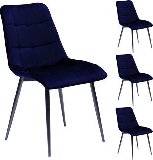 4 x Stuhl Triest blau Samt 4-Fuß