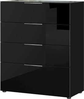 Amazon Marke - Alkove Kommode Selencia, in Schwarz, Fronten und Oberboden mit Glasauflage, mit 4 Schubladen, 83 x 102 x 42 cm (BxHxT)