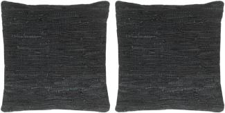 Kissen 2 Stk. Chindi Schwarz 45 x 45 cm Leder und Baumwolle