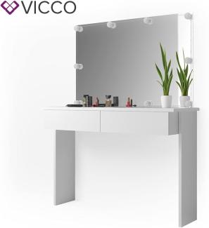 Vicco 'Azur' Schminktisch, Weiß Hochglanz, inkl. Spiegel und LED-Lichterkette