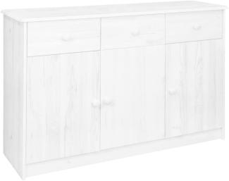 vidaXL Sideboard 3 Schubladen Weiß 113x35x73 cm Massivholz Kiefer