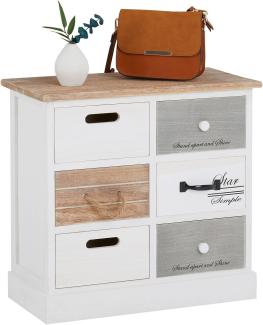 CARO-Möbel Kommode Salva mit 6 Schubladen, Schubladenschrank Vintage. Aufbewahrungsregal in weiß, Shabby Chic