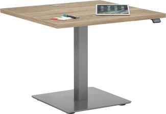 Schreibtisch "5511" aus Metall / Spanplatte in Roheisen natur lackiert - Sonoma Eiche. Abmessungen (BxHxT) 80x127x80 cm