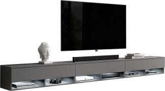 Furnix TV Lowboard Alyx Fernsehschrank Kommode B300 x H34 x T32 cm - TV-Schrank Sideboard mit LED-Beleuchtung, 6 Fächer mit Tür „Push-Click“, 6 offene Ablagen unten, Wandmontage möglich (3x100)