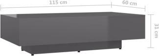 vidaXL Couchtisch Hochglanz-Grau 115x60x31 cm Spanplatte