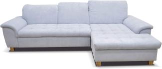 DOMO Ecksofa Franzi / Couch mit Schlaffunktion Bettkasten Rückenfunktion / 281x170x81 cm / Eckcouch in pastellblau (blau)