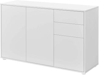 Sideboard Paarl 74x117x36 cm mit 2 Schubladen und 3 Türen Weiß Hochglanz en. casa