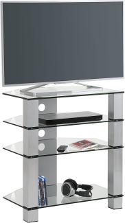 Maja TV-Rack Metall Alu - Klarglas Maße: 700 x 770 x 500 mm