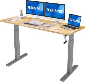 Flexispot Höhenverstellbarer Schreibtisch mit Tischplatte. (Grau+Ahorn, 180 x 80 cm)