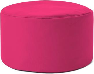 Lumaland Indoor Outdoor Sitzsack Hocker 25 x 45 cm - Runder Sitzpouf, Sitzsack Bodenkissen, Fussablage, Bean Bag Pouf - Wasserabweisend - Pflegeleicht - ideal für Kinder und Erwachsene - Pink