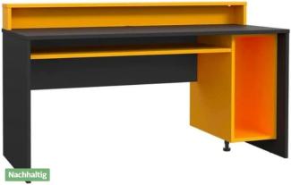 Computertisch, Gamingtisch 2 TEZAUR PC-Tisch schwarz orange inkl. LED