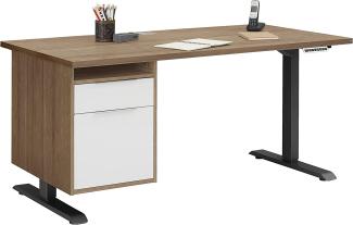 Schreibtisch "5516" aus Spanplatte / Metall in Metall anthrazit - Riviera Eiche mit einer Schublade und einer Tür. Abmessungen (BxHxT) 150x120x80 cm