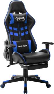 vidaXL Gaming-Stuhl mit Fußstütze Schwarz und Blau Kunstleder [20510]