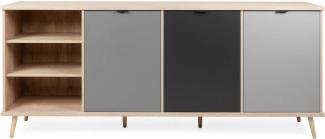 Finori 'EPIK 56' Sideboard, Kommode, Elegance Endgrain / Grau, ca. 210 cm