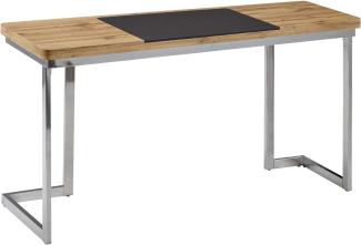 Wohnling Schreibtisch, braun/schwarz/chrom, Holz/Metall, 140x76x55 cm