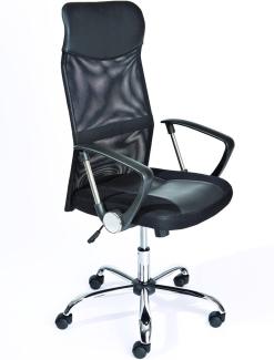 Bürosessel aus Metall mit höhenverstellbaren Rädern und Sitz aus schwarzem Kunstleder