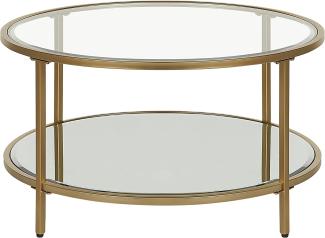 Couchtisch Gold Glas / Eisen ø 70 cm mit Eisengestell Rund Wohnzimmermöbel Salon Diele Flur Bad Esszimmer Modern