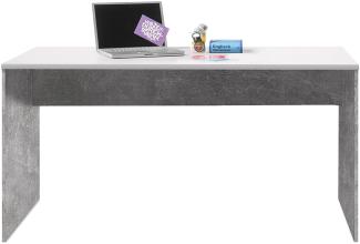 Schreibtisch "Olli I" Beton / Weiß