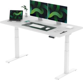 Flexispot Höhenverstellbarer Schreibtisch Elektrisch mit Tischplatte (Weiß, Gestell Weiß, 160x80 cm)