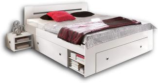 Bett Doppelbett Bettgestell STEFAN Bettkasten Nachtkommoden 140 x 200 weiß