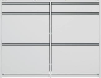 Steens Schuhschrank Skyline Weiß inkl. Abdeckplatte aus Glas und 4 Fächern, 98,3 x 24 x 124 cm