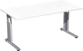 Schreibtisch, höhenverstellbar, 160x80cm, Weiß / Silber