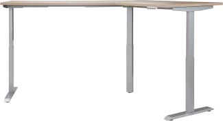 Schreibtisch "5510" aus Metall / Spanplatte in Metall platingrau - Sonoma-Eiche. Abmessungen (BxHxT) 248x120x158 cm