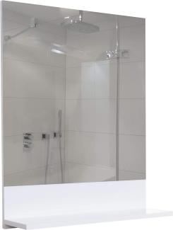 Wandspiegel mit Ablage HWC-B19, Badspiegel Badezimmer, hochglanz 75x60cm ~ weiß