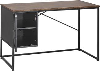 Schreibtisch Dunkler Holzfarbton Schwarz 118 x 60 cm mit Schrank Heimbüro Arbeitstisch Industrieller Stil