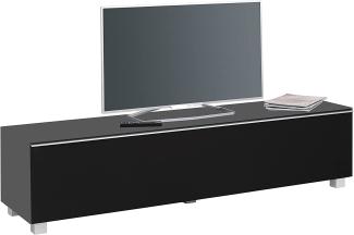 Soundboard "7738" in Glas anthrazit matt - Akustikstoff schwarz mit 3 Einlegeböden. Abmessungen (BxHxT) 180x43x42 cm
