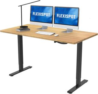 Flexispot Höhenverstellbarer Schreibtisch mit Tischplatte. (Schwarz+Ahorn, 120 x 60 cm)