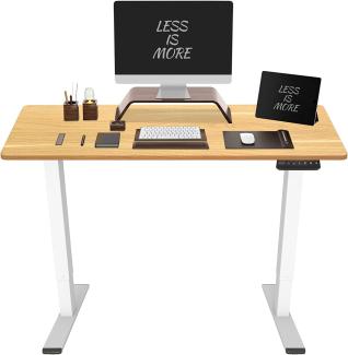 Flexispot Hemera Höhenverstellbarer Schreibtisch (160 x 80 cm), mit Memory-Steuerung und Softstart/-Stop& integriertes Anti-Kollisionssystem, Weiß Gestell + Ahorn Tischplatte