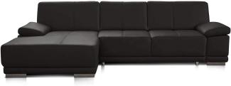 CAVADORE Eckcouch Corianne / Modernes Leder-Sofa mit verstellbaren Armlehnen und Longchair / 282 x 80 x 162 / Echtleder, braun