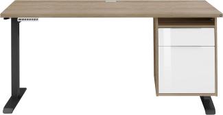 Schreibtisch "5515" aus Spanplatte / Metall in Metall anthrazit - Sonoma-Eiche mit einer Schublade und einer Tür. Abmessungen (BxHxT) 150x120x80 cm