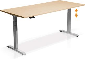 Möbel-Eins OFFICE ONE elektrisch höhenverstellbarer Schreibtisch / Stehtisch, Material Dekorspanplatte grau Eiche sonomafarbig 120 x 80 cm