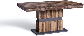 byLIVING Esszimmertisch MATTHEW /Küchen-Tisch 160 cm mit Auszugsfunktion auf 215 cm /Auszugstisch Old Wood-Optik dunkelbraun /Esstisch ausziehbar mit Einlegeplatte /160-215x90x75cm (LxBxH)