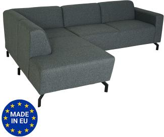 Ecksofa HWC-J60, Couch Sofa mit Ottomane links, Made in EU, wasserabweisend ~ Stoff/Textil grau