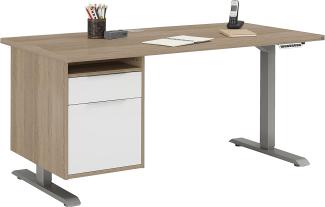 Schreibtisch "5516" aus Spanplatte / Metall in Roheisen natur lackiert - Sonoma Eiche mit einer Schublade und einer Tür. Abmessungen (BxHxT) 150x120x80 cm
