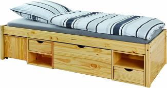 Inter Link Alpine Living Bett Funktionsbett Einzelbett Liege Bed Stauraumbett Kiefer massivholz Natur lackiert