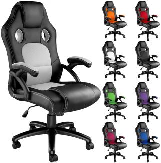 TecTake Sportsitz Chefsessel Stuhl ergonomischer Gaming Bürostuhl Racing Schalensitz - Diverse Farben - (Schwarz-Grau)