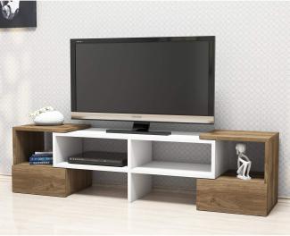 Homemania TV-Schrank Fold 141,2x29,7x38,8 cm Weiß und Walnuss