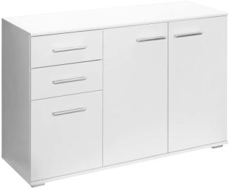 Deuba 'Alba' Kommode mit 2 Schubladen 3 Türen, Holz weiß, 107 x 75 x 35 cm