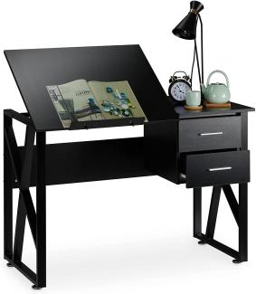 Relaxdays Schreibtisch neigbar, verstellbare Arbeitsfläche, schwarz, 75 x 110 x 55 cm