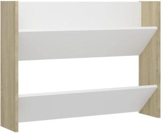 vidaXL Wand-Schuhschrank Weiß Sonoma-Eiche 80x18x60 cm Spanplatte